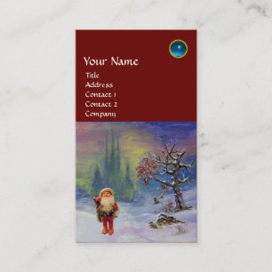 Carte De Visite PÈRE NOËL DES GNOMES MONOGRAMME Saphir Bleu Rouge