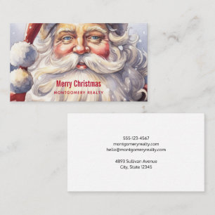 Carte De Visite Père Noël rétro avec un chapeau rouge de Noël pour