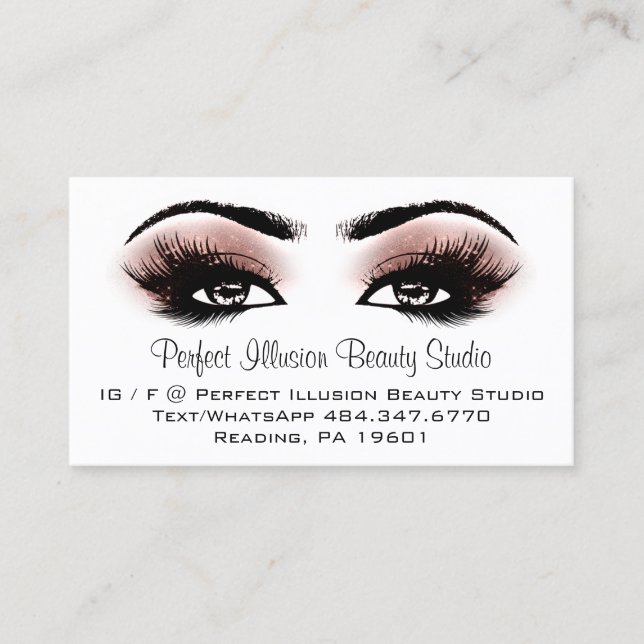 Carte De Visite Perfect Beauty Studio Services Lashes Rose (Devant)