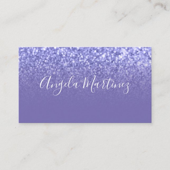 Carte De Visite Périwinkle Faux Parties scintillant Ombre Glam (Devant)