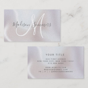 Carte De Visite Perle iridescente monogramme script