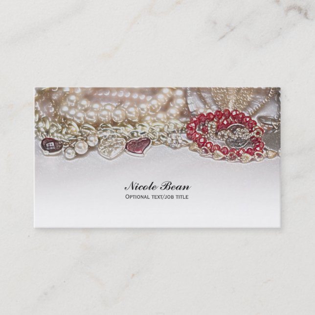Carte De Visite Perles & Red Valentine Love Jewels Chic Elegant (Devant)
