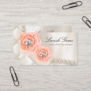 Carte De Visite Perles roses de pêche de wedding planner élégant