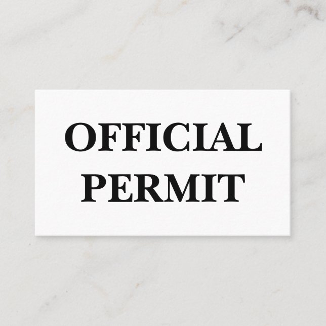 Carte De Visite Permis officiel : Je peux faire ce que je veux. (Devant)