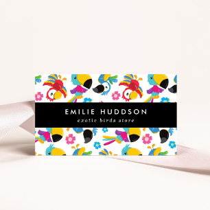Carte De Visite Perroquets colorés, Fleurs, Boutique Animaux, Bout