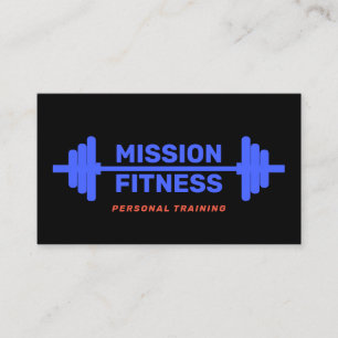 Carte De Visite Personal Trainer Blue Barbell Fitness Black
