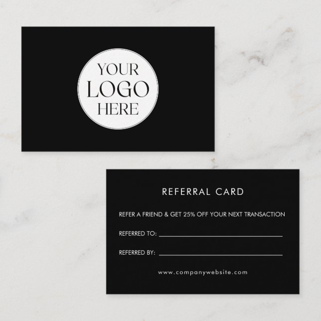 Carte De Visite Personalized Business Logo Simple Referral Card (Devant / Derrière)