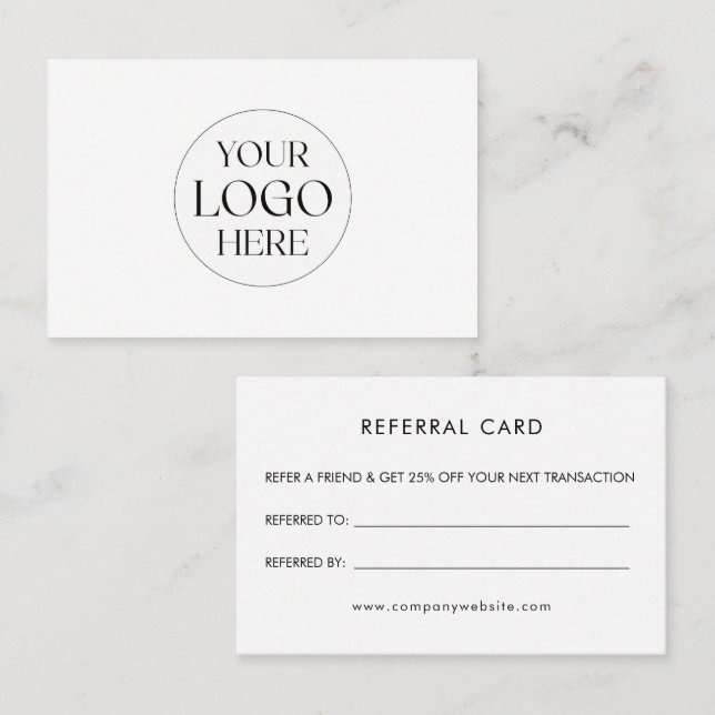Carte De Visite Personalized Business Logo Simple Referral Card (Devant / Derrière)