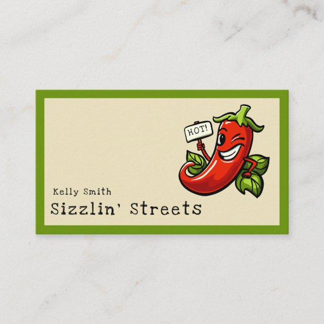 Carte De Visite Personnage de dessin animé au piment (Devant)