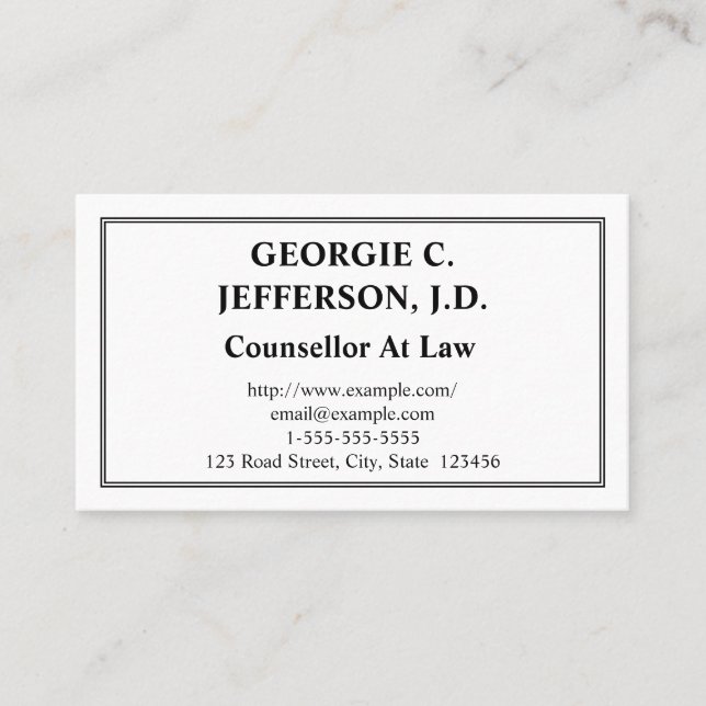 Carte de visite personnalisable d'avocat (Devant)