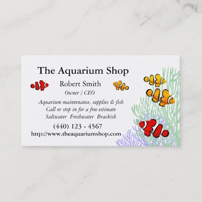 Carte de visite personnalisable de Clownfish de (Devant)
