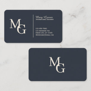 Carte De Visite Personnalisable Graphite Bleu & Blanc Sophistiqué