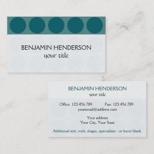 Carte De Visite Personnalisable Pois toute couleur sur Turquoise