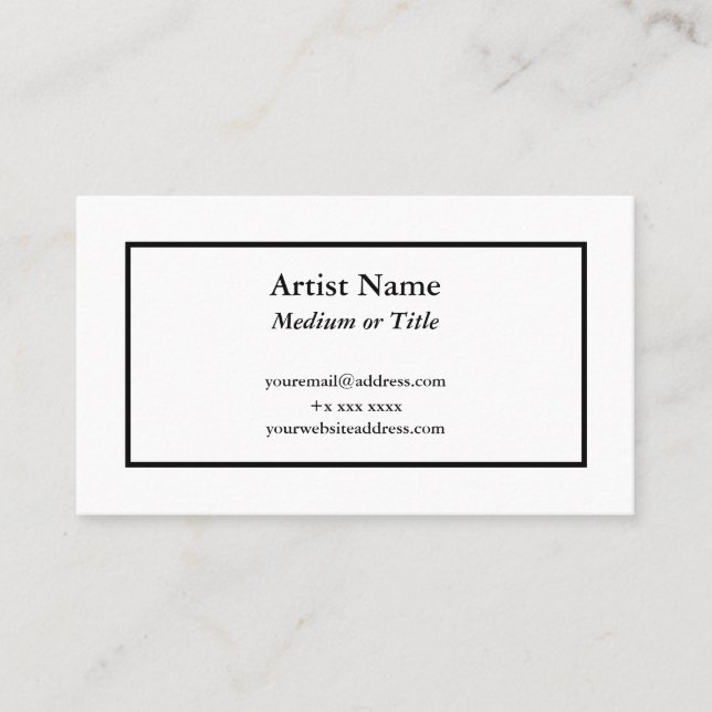 Carte de visite personnalisable pour artistes (Devant)