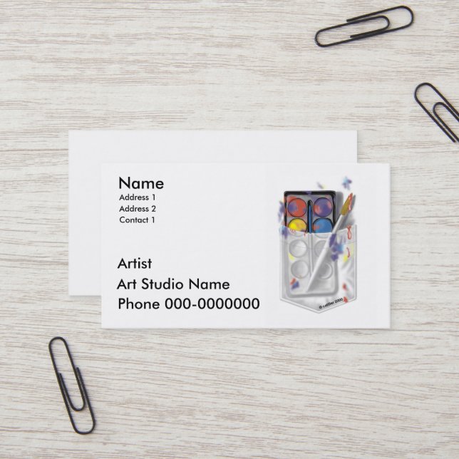 Carte de visite personnalisé Artiste (Devant/Arrière en situation)