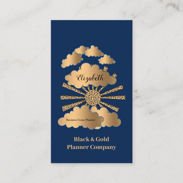 Carte De Visite Personnalisé Black Gold Blue Entreprise (Devant)