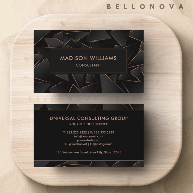 Carte De Visite Personnalisé Black Gold Dark Brown Professionnel (Custom Black Gold Dark Brown Professional Business Card)