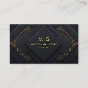Carte De Visite Personnalisé bleu marine noir et or professionnel