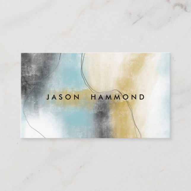 Carte de visite personnalisé Blue Gold Abstrait Ar (Devant)