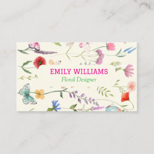 Carte De Visite Personnalisé Elégant Fleur sauvage Floral