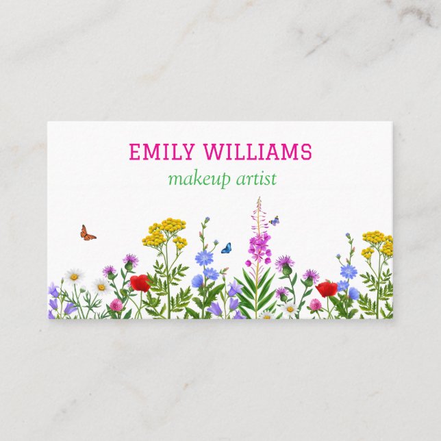 Carte De Visite Personnalisé Elégant Fleur sauvage Floral (Devant)