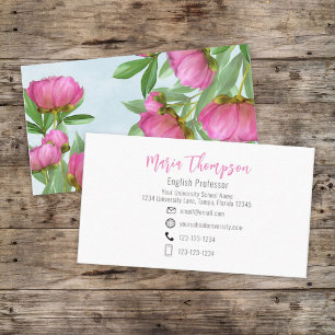 Carte De Visite Personnalisé Élégant Rose Floral Simple Profession