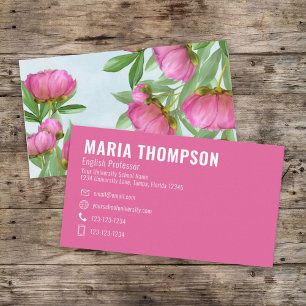 Carte De Visite Personnalisé Élégant Simple Élégant Rose Chic Flor