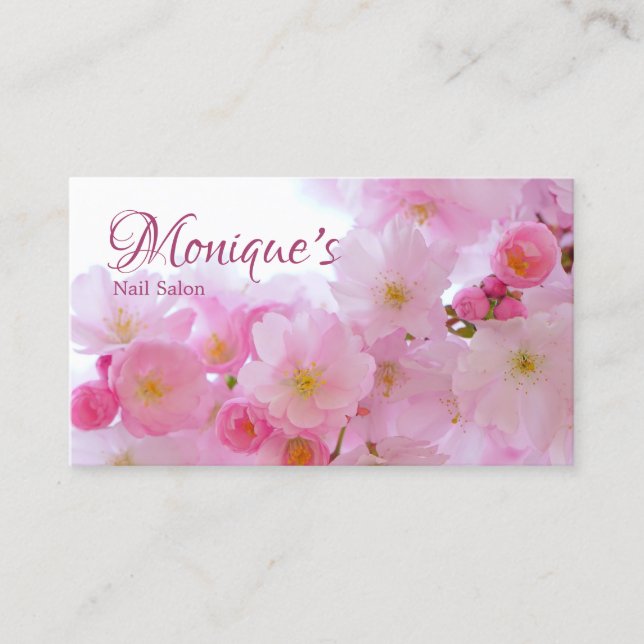 Carte de visite personnalisé en fleurs de cerisier (Devant)