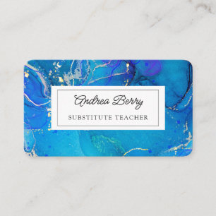 Carte de visite personnalisé en marbre bleu