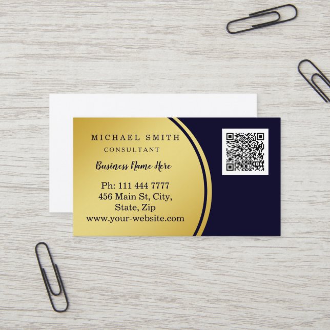 Carte De Visite Personnalisé Entreprise Code QR Personnalisé (Devant/Arrière en situation)