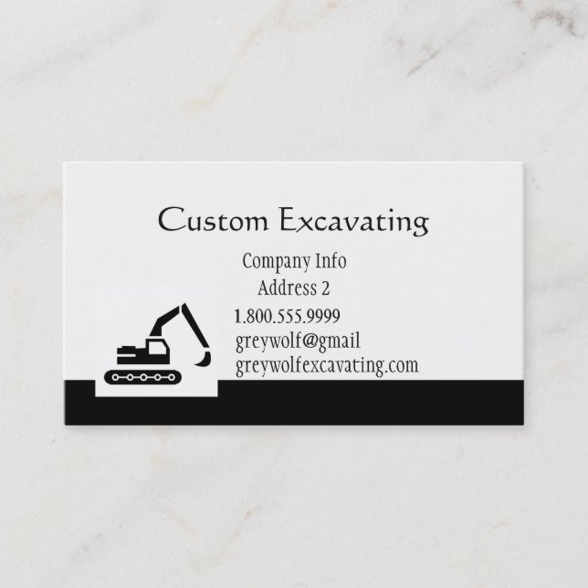 Carte de visite personnalisé Excavation (Devant)