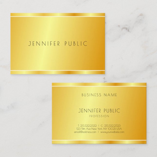 Carte De Visite Personnalisé Faux Gold Professional Élégant (Devant / Derrière)