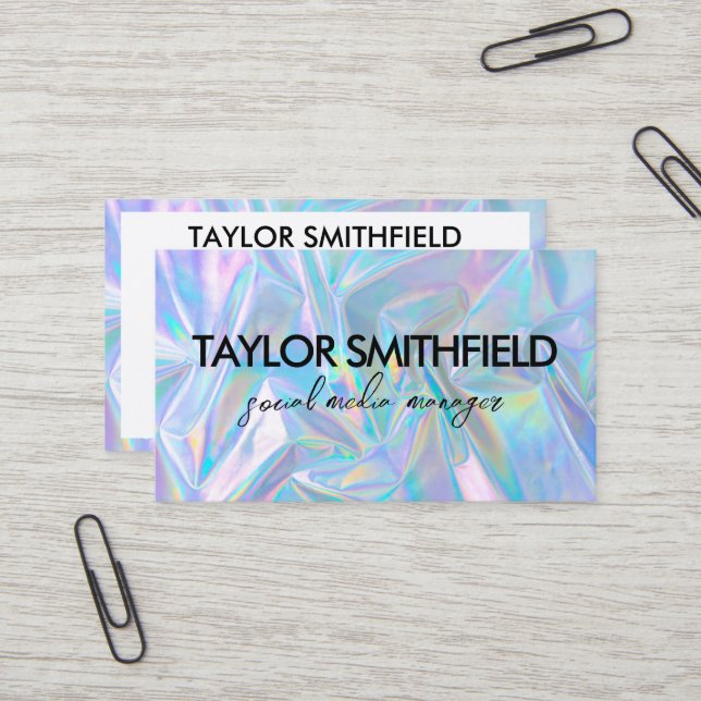 Carte de visite personnalisé Faux Holographique (Devant/Arrière en situation)