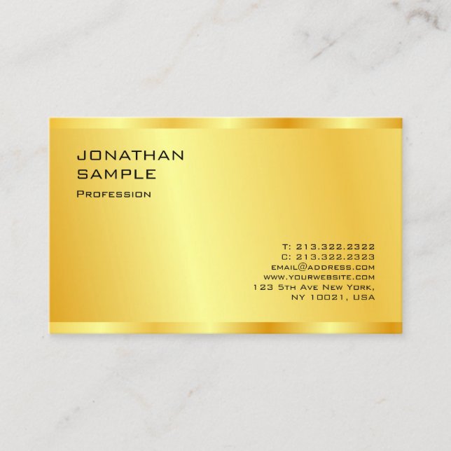 Carte De Visite Personnalisé Gold Look Modern Elegant Professionne (Devant)
