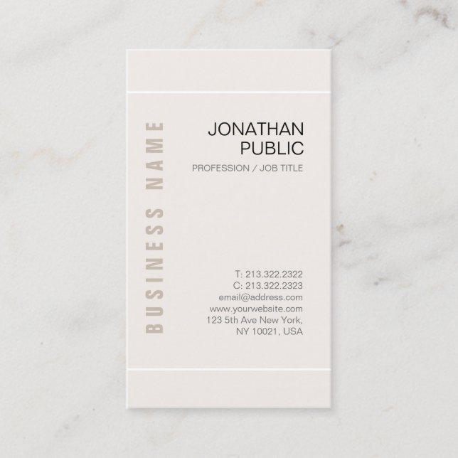 Carte De Visite Personnalisé Modèle design moderne élégant (Devant)