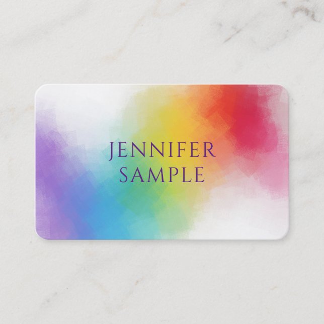 Carte De Visite Personnalisé Moderne Elegant Arc-en-ciel Couleurs  (Devant)