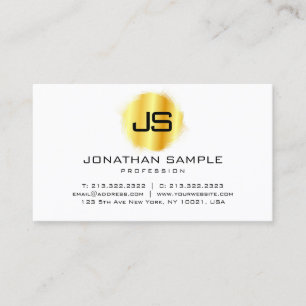 Carte De Visite Personnalisé Moderne Élégant Monogramme Faux Or