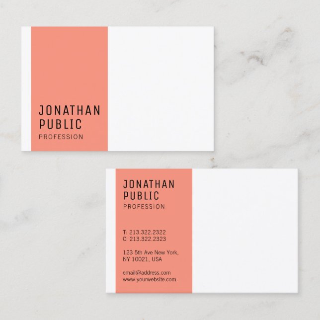Carte De Visite Personnalisé Moderne Minimaliste Élégant Modèle te (Devant / Derrière)
