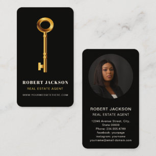 Carte De Visite Personnalisé Noir + clé d'or Réalisateurs Luxe Mod