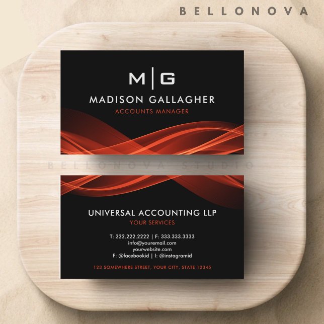 Carte De Visite Personnalisé noir et blanc rouge professionnel (Custom Black And White Red Professional Business Card)