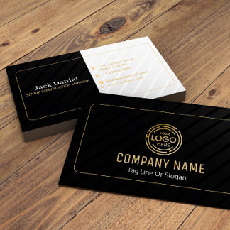 Carte De Visite Personnalisé Noir + Or Maison Construction Lux