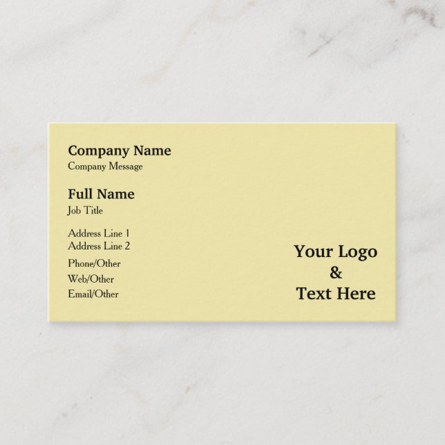 Carte De Visite Personnalisé Personnalisé Votre Propre Logo & Text (Devant)