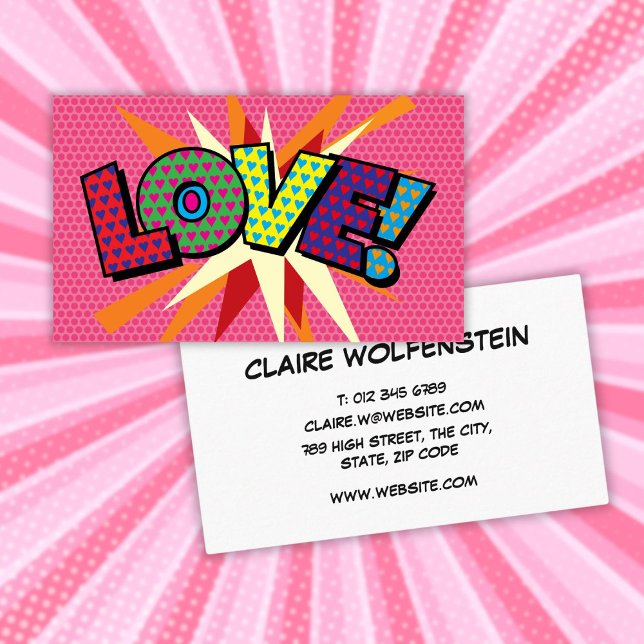 Carte De Visite Personnalisé Pop Art Comic Book LOVE (Personalized Pop Art Comic Book LOVE Business Card)