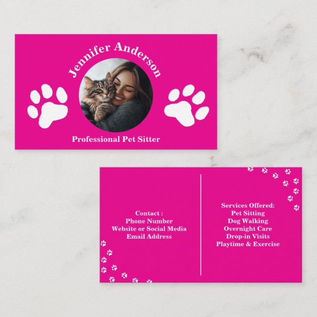 Carte de visite personnalisé pour animaux de compa (Devant / Derrière)
