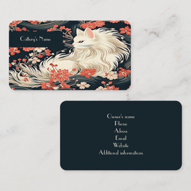 Carte de visite Personnalisé Pour Cattery Floral (Devant / Derrière)