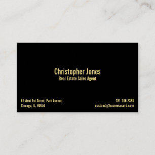 Carte De Visite Personnalisé professionnel Elégant Black Faux Gold
