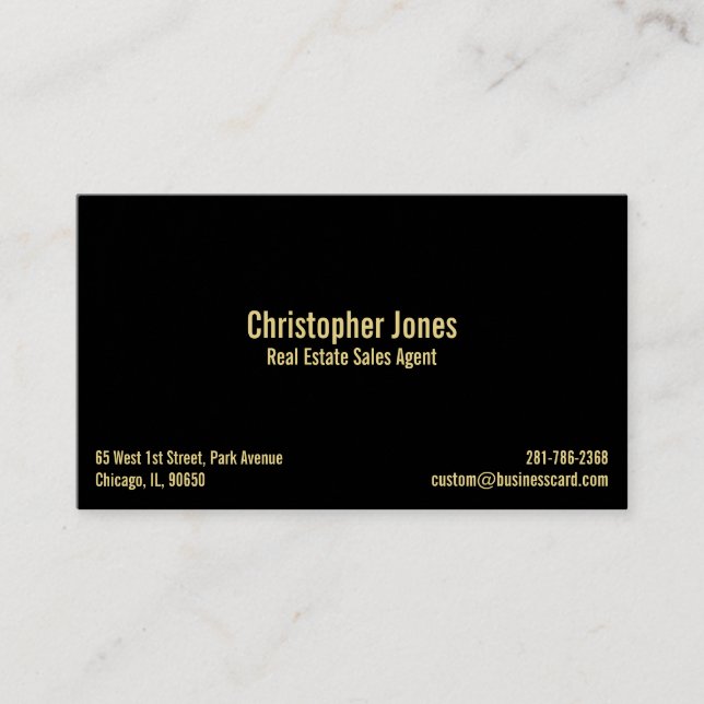 Carte De Visite Personnalisé professionnel Elégant Black Faux Gold (Devant)