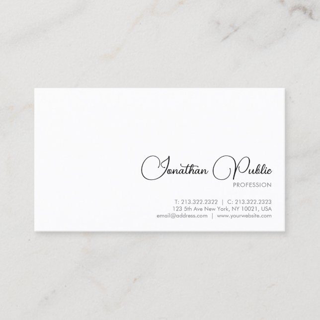 Carte De Visite Personnalisé Professionnel Moderne Élégant Simple (Devant)