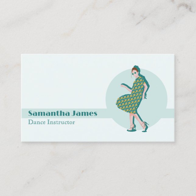 Carte de visite personnalisé Retro Dancing Green (Devant)