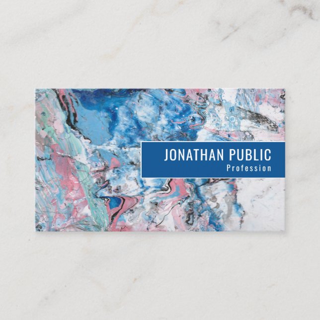 Carte De Visite Personnalisé Rose bleu violet tendance Art Abstrai (Devant)